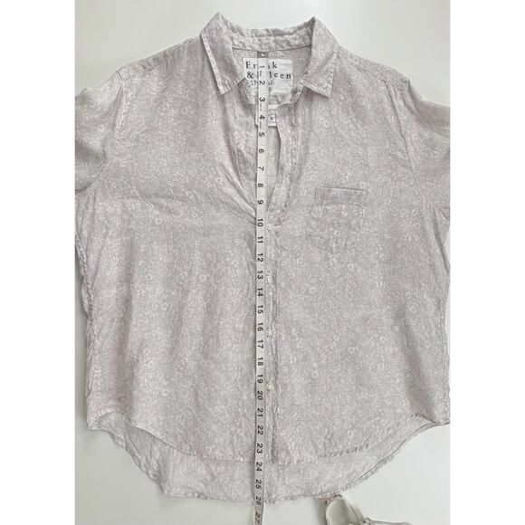 Frank & Eileen Linen Floral Eileen Button Down Shirt Small Neutral Lagenlook - Picture 12 of 12